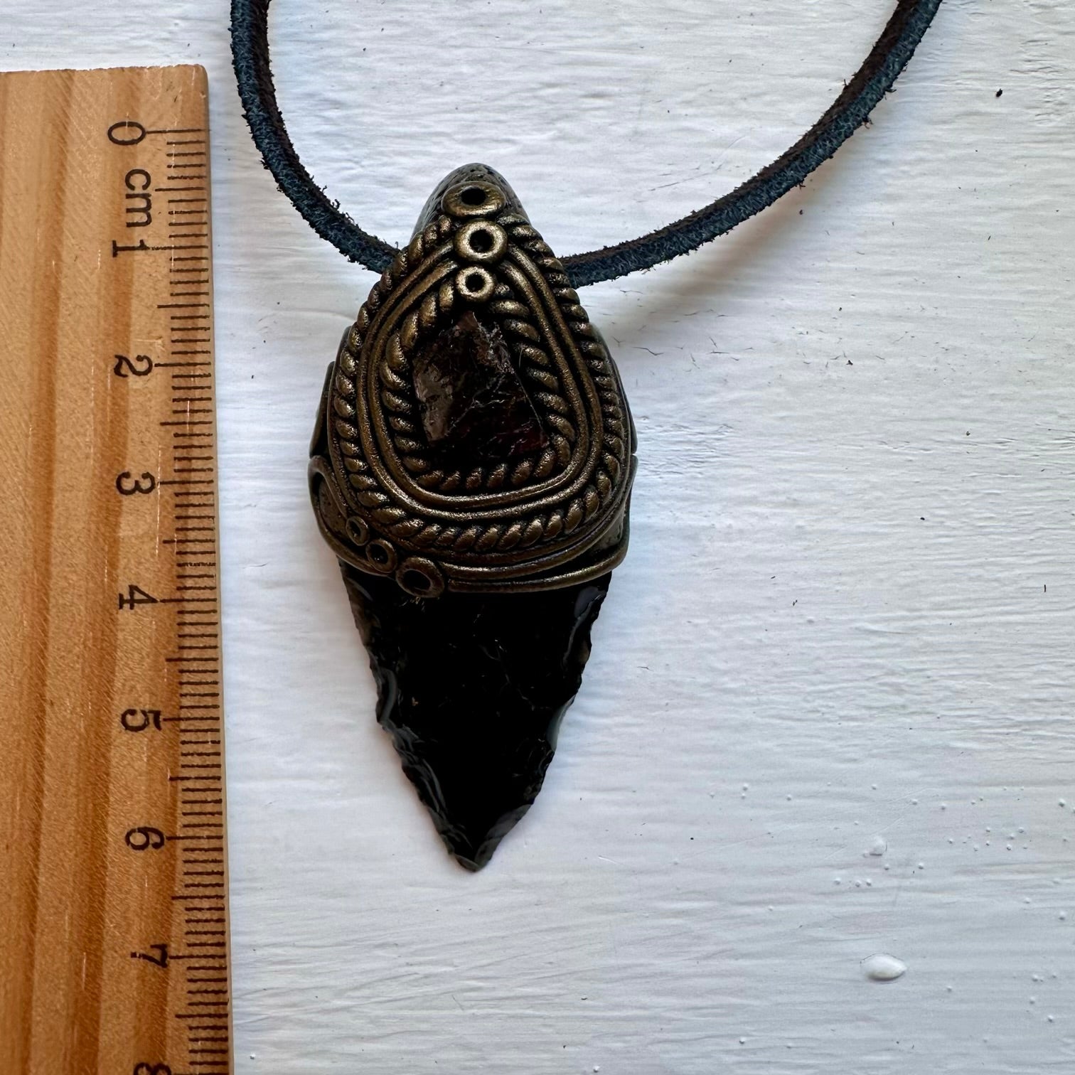 Black Obsidian Arrowhead and Red Garnet Necklace - FairyGardenGlow