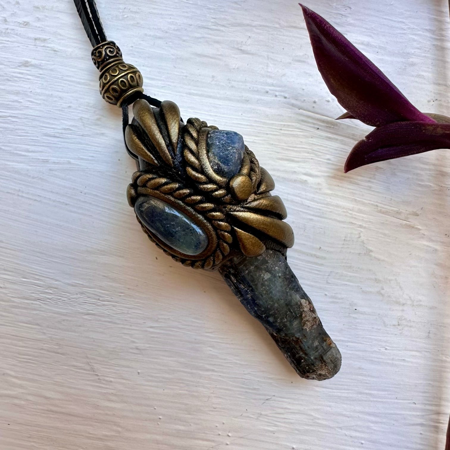 Blue Kyanite Aquamarine and Raw Blue Sapphire Necklace - FairyGardenGlow