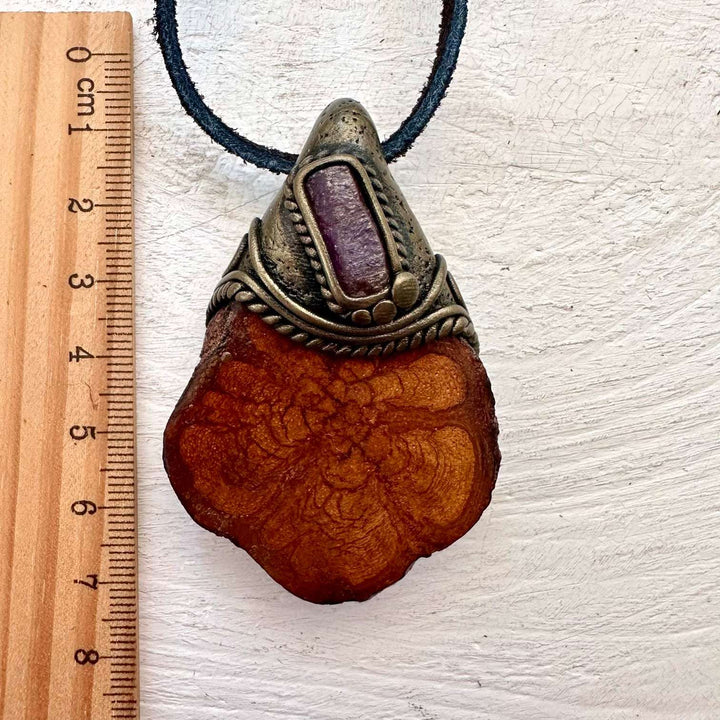Ayahuasca and Raw Ruby Pendant - FairyGardenGlow