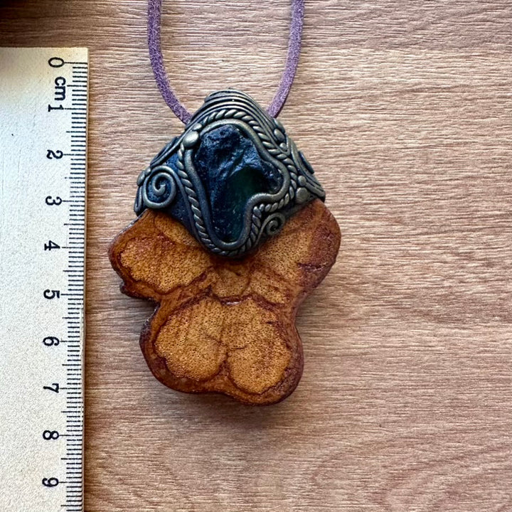 Ayahuasca Vine and Raw Moldavite Necklace - FairyGardenGlow