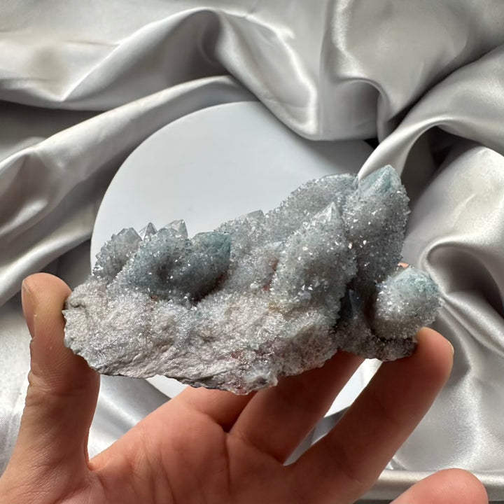 Aqua Aura Spirit Quartz Cluster - L / Unique - FairyGardenGlow