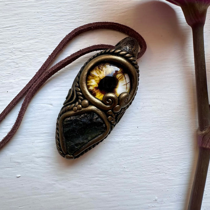 Moldavite Eye Necklace - FairyGardenGlow