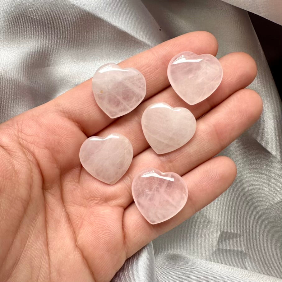 Rose Quartz Heart 20 mm / 5 pieces set - FairyGardenGlow