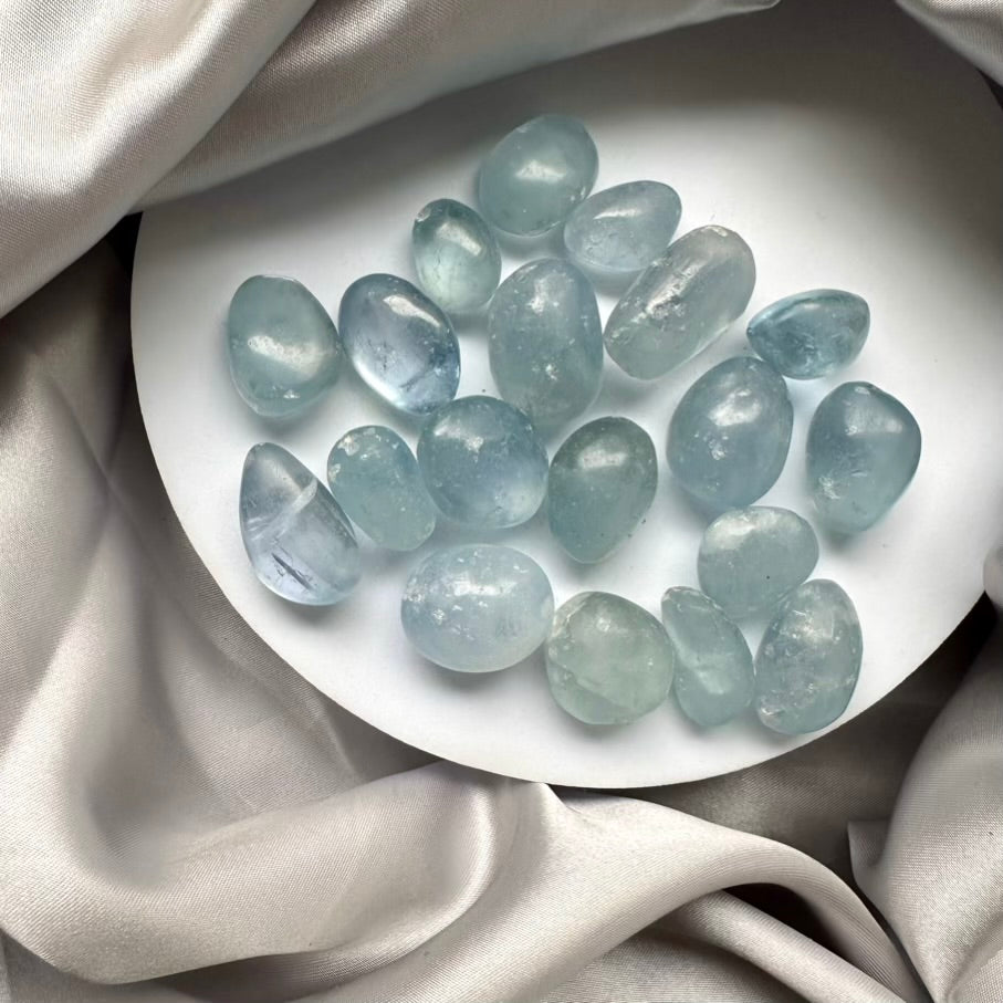 Celestite Polished Stone - 5 pieces set - FairyGardenGlow
