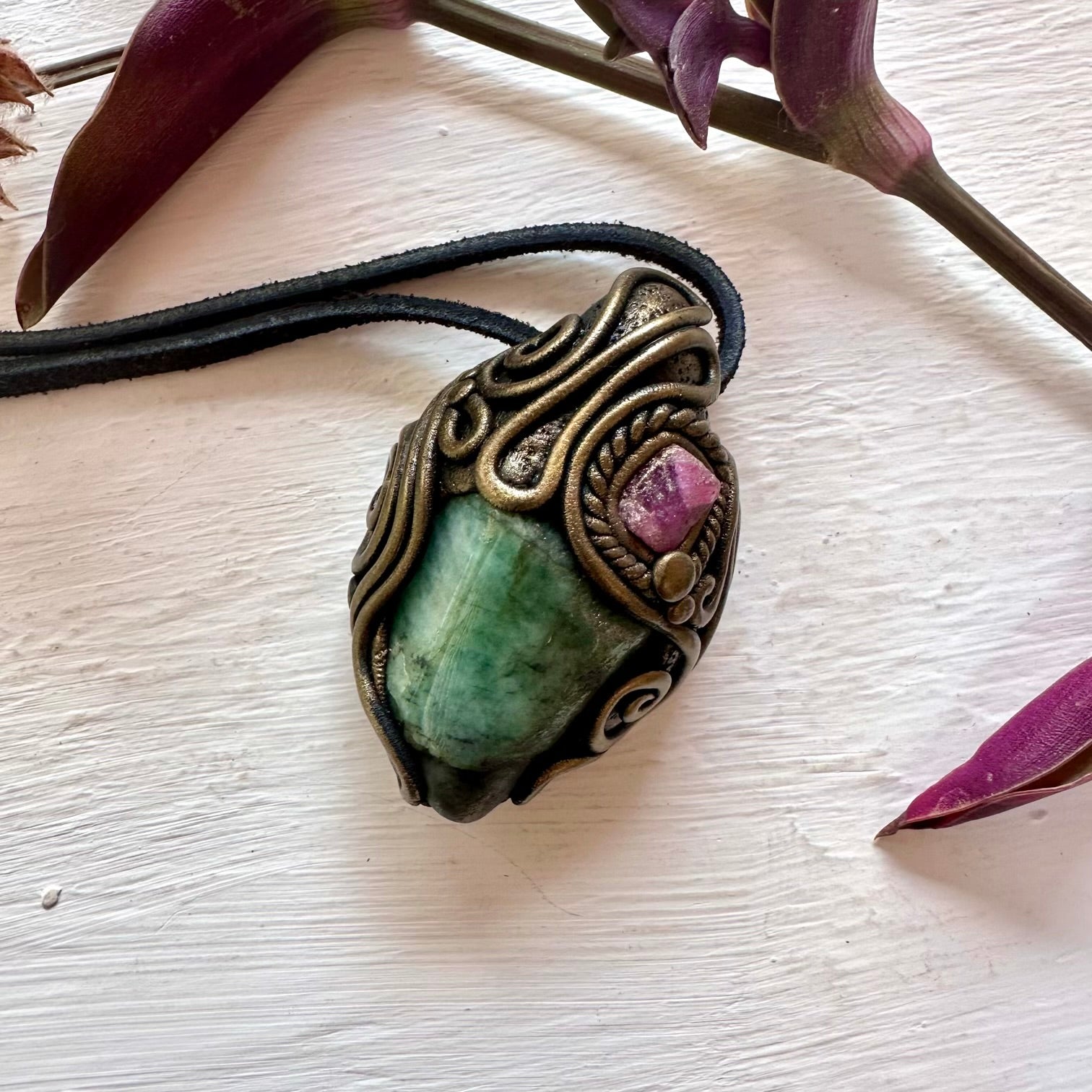 Emerald and Ruby Necklace - FairyGardenGlow
