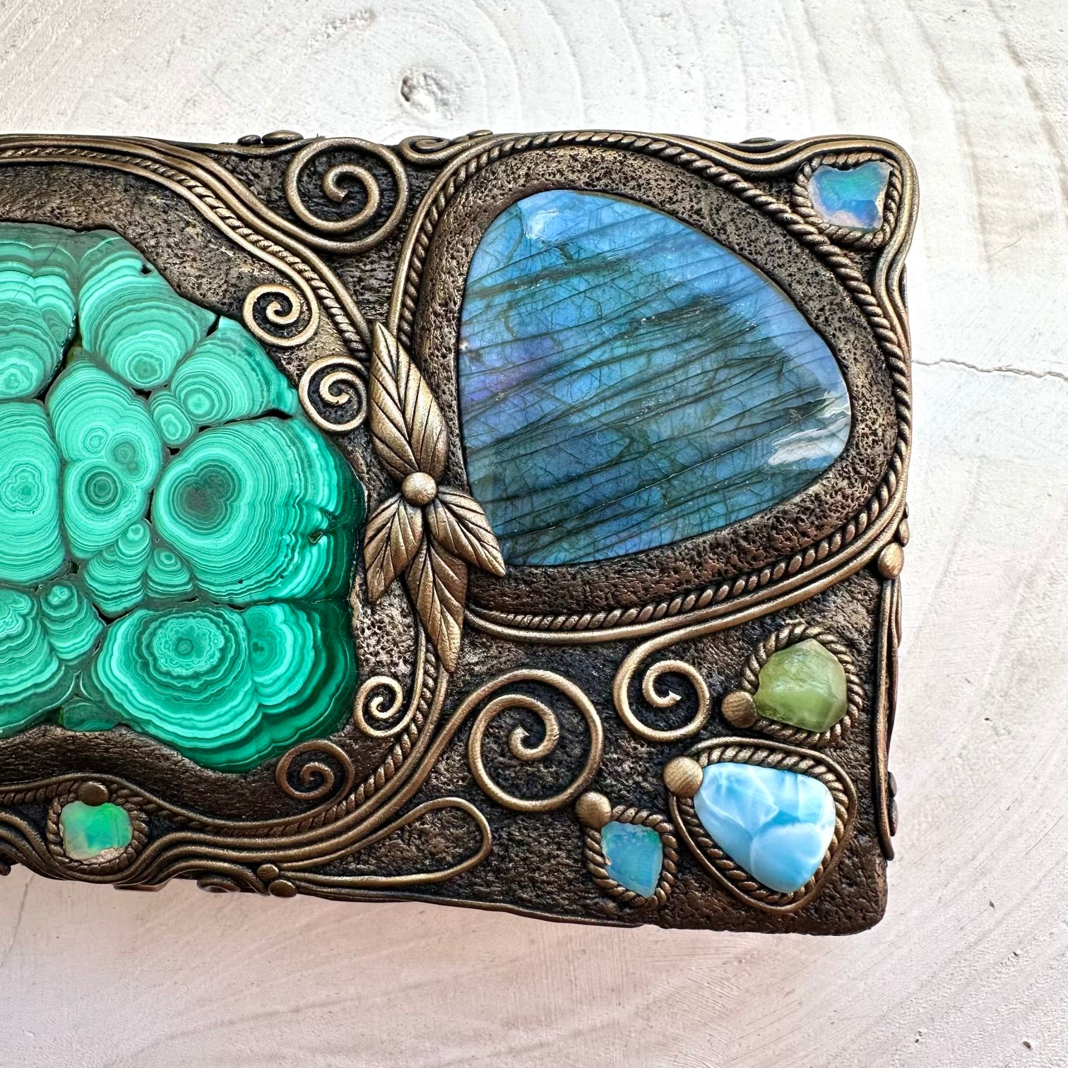 Crystal decorated wooden keepsake box for collectors