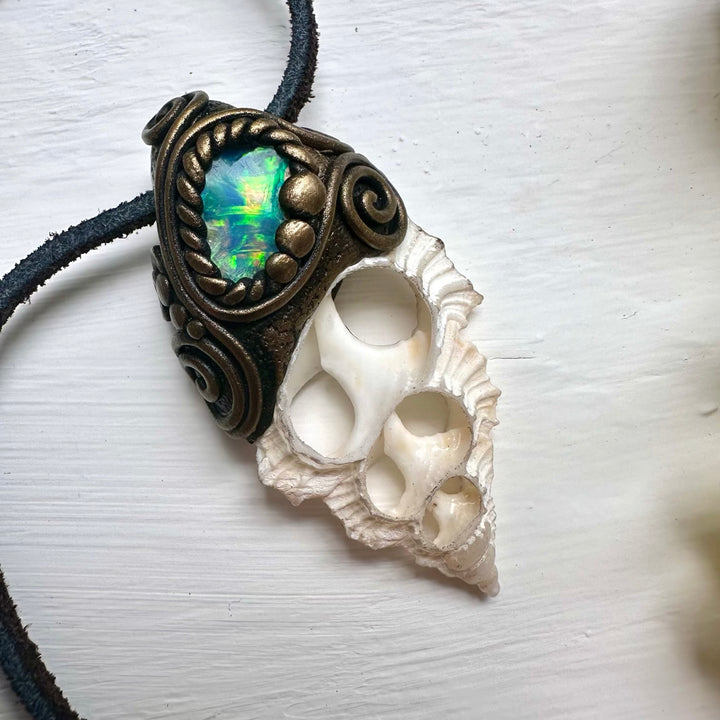 Seashell and Raw Opal Necklace - FairyGardenGlow