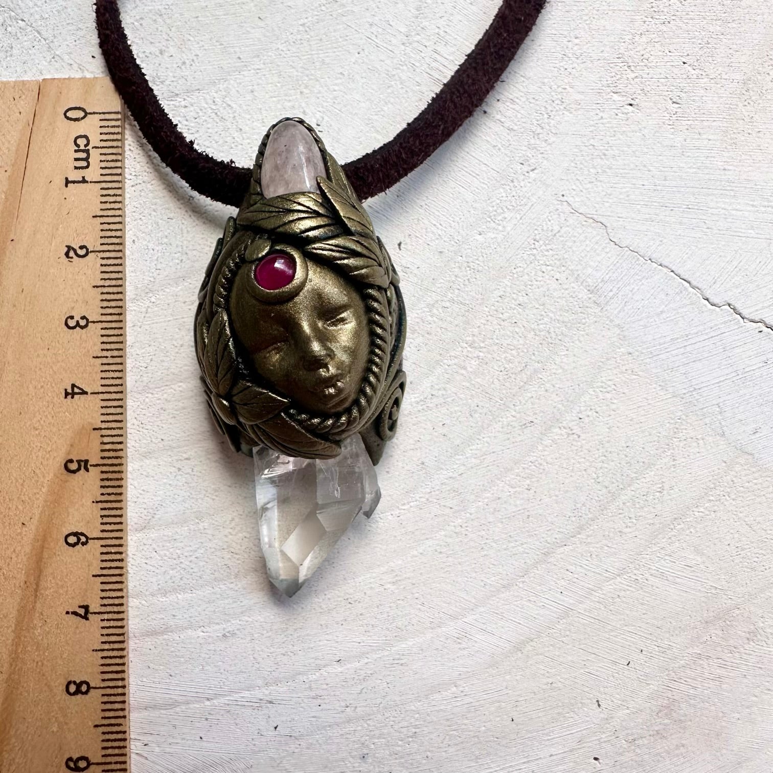 Spiritual goddess necklace featuring Clear Quartz Rhodolite Garnet and Morganite