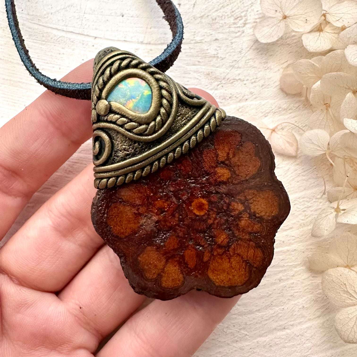 Ayahuasca and Australian Opal Necklace - FairyGardenGlow