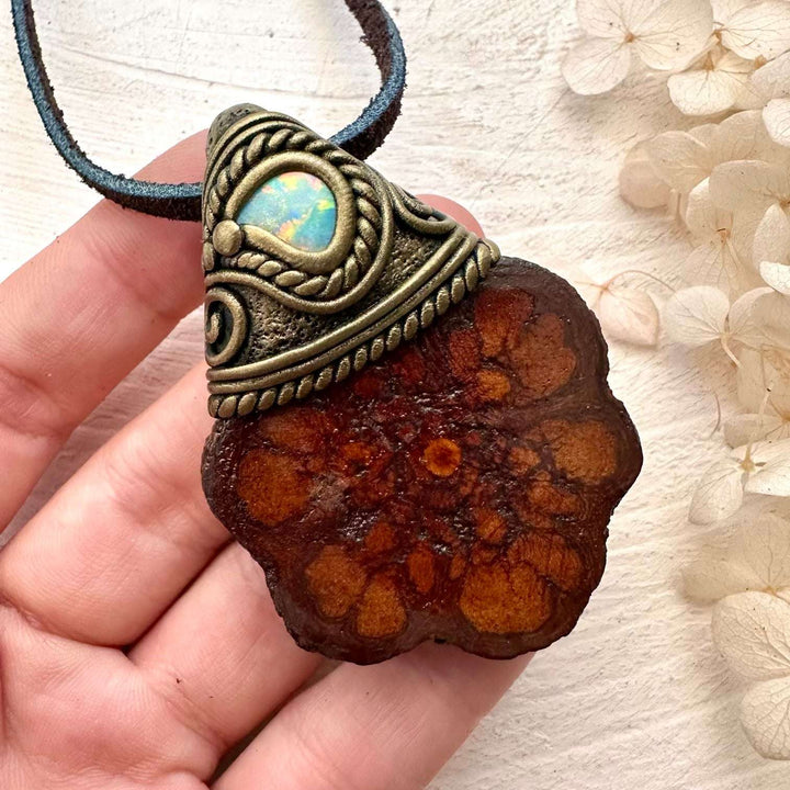 Ayahuasca and Australian Opal Necklace - FairyGardenGlow