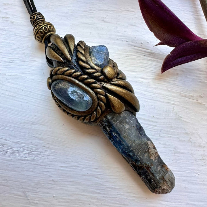 Blue Kyanite Aquamarine and Raw Blue Sapphire Necklace - FairyGardenGlow