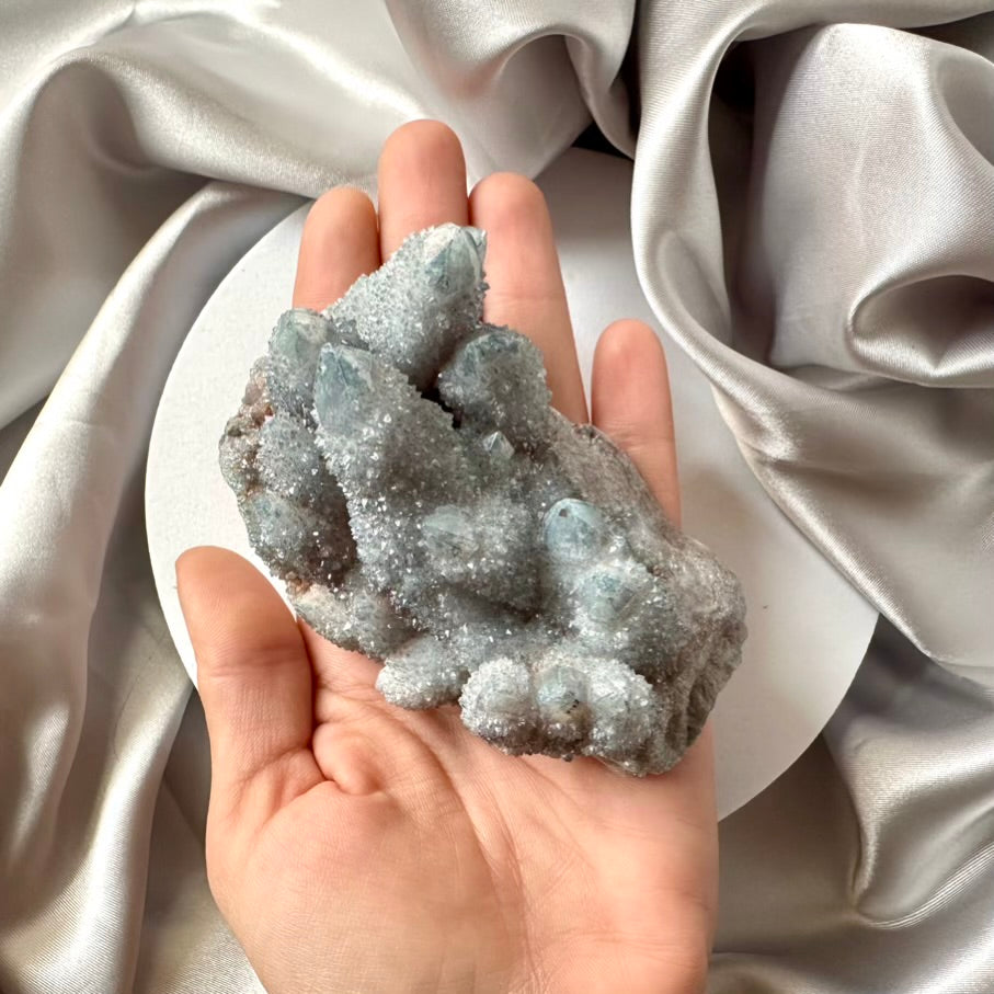 Aqua Aura Spirit Quartz Cluster - L / Unique - FairyGardenGlow