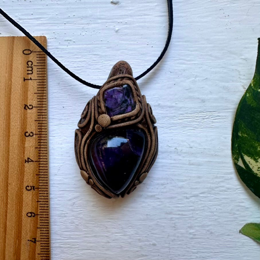 Amethyst and Charoite Necklace - FairyGardenGlow