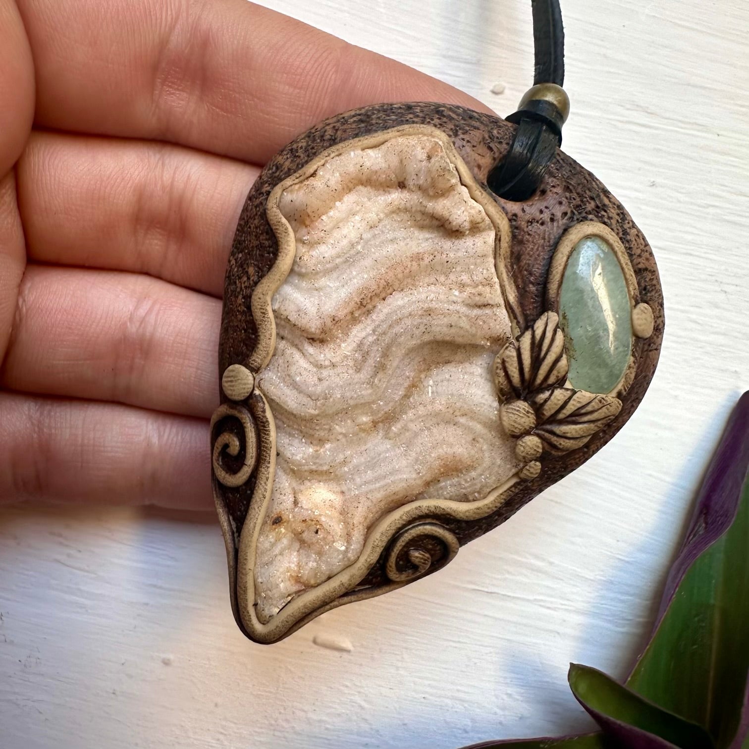 Chalcedony Rose and Aquamarine Necklace - FairyGardenGlow