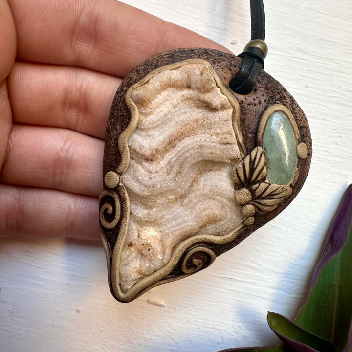 Chalcedony Rose and Aquamarine Necklace - FairyGardenGlow