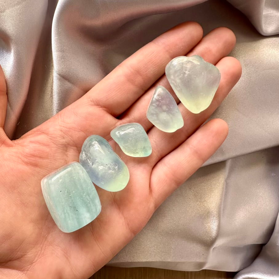 Aquamarine Polished Stone - Extra Quality - 5 pieces set - FairyGardenGlow