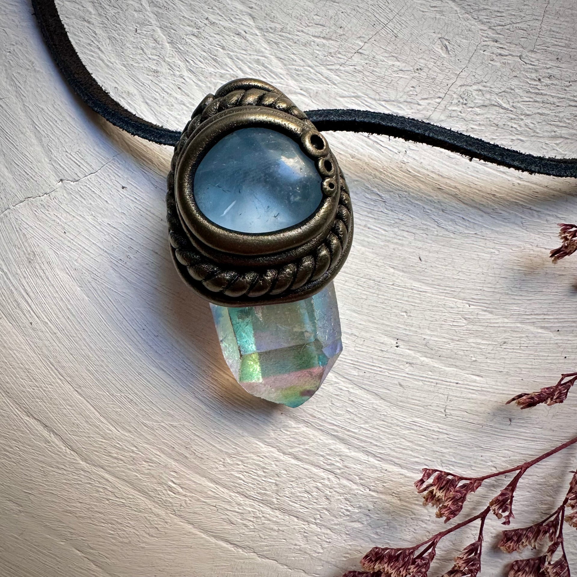 Angel Aura Quartz Celestite Necklace