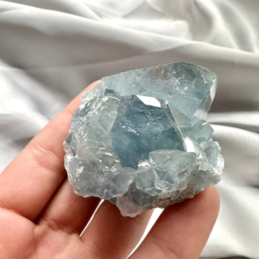Celestite Cluster / Deep Sky Blue - Unique (04) - FairyGardenGlow