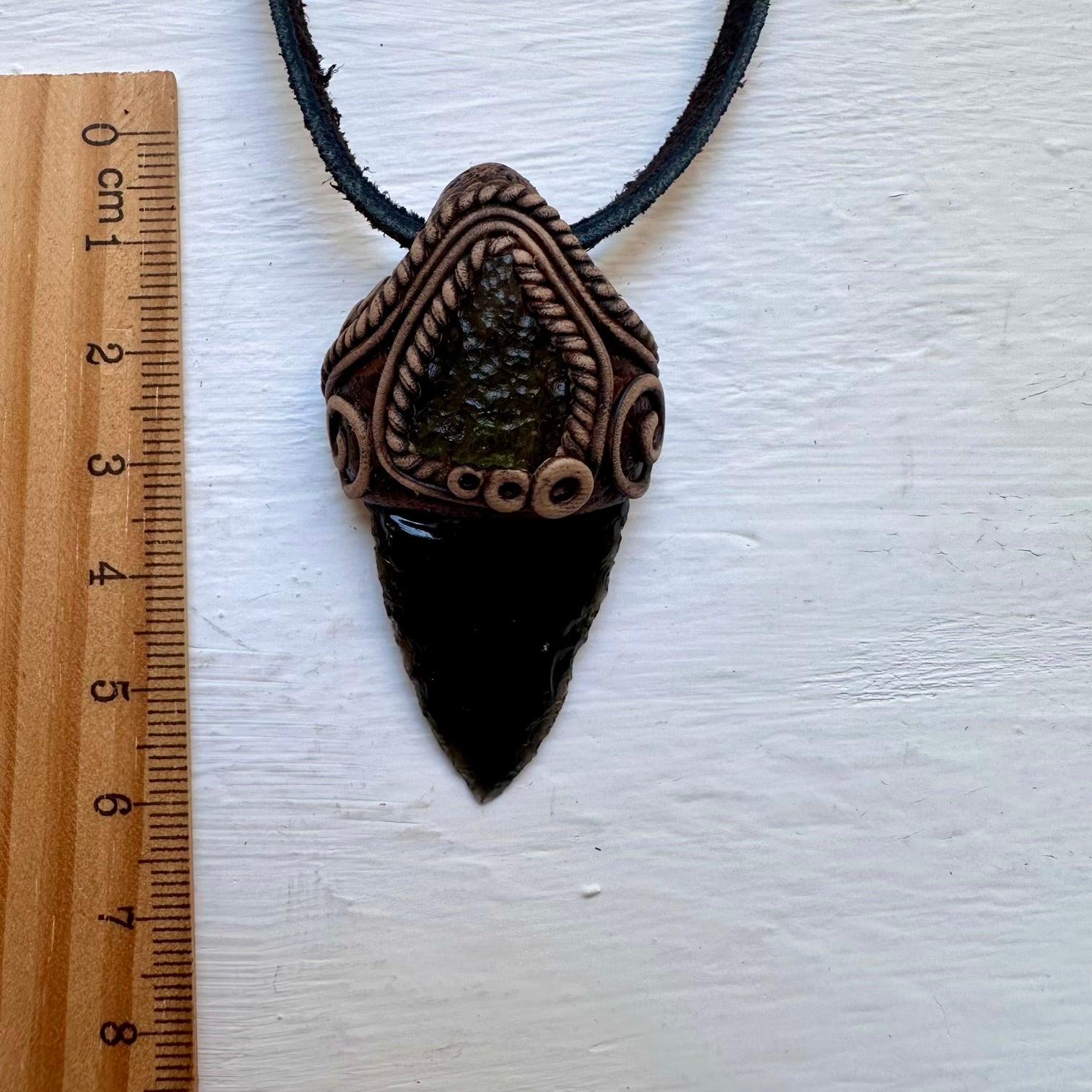 Black Obsidian Arrowhead and Moldavite Necklace - FairyGardenGlow