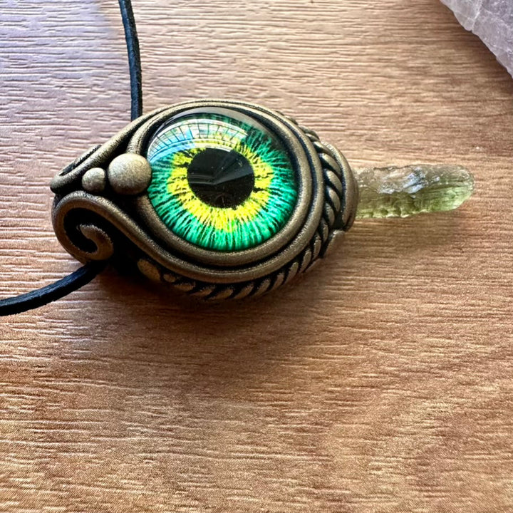 Moldavite Eye Necklace - FairyGardenGlow