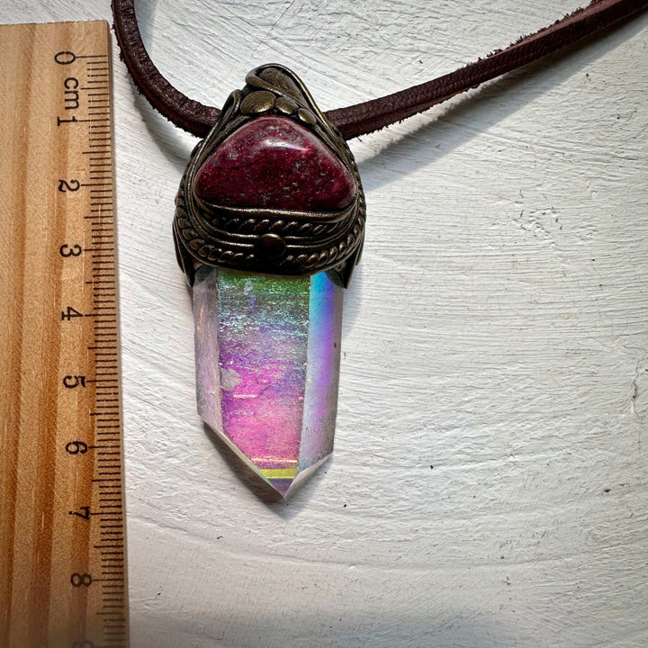 Angel Aura Quartz and Thulite Necklace - FairyGardenGlow
