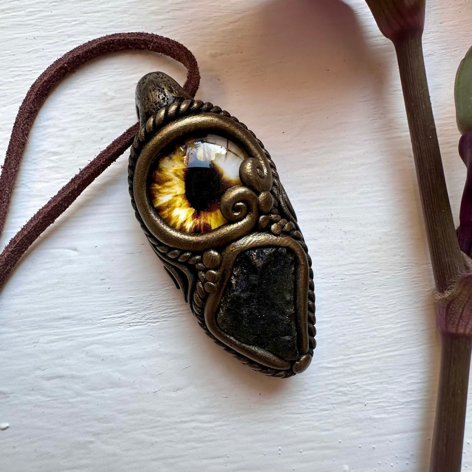 Moldavite Eye Necklace - FairyGardenGlow