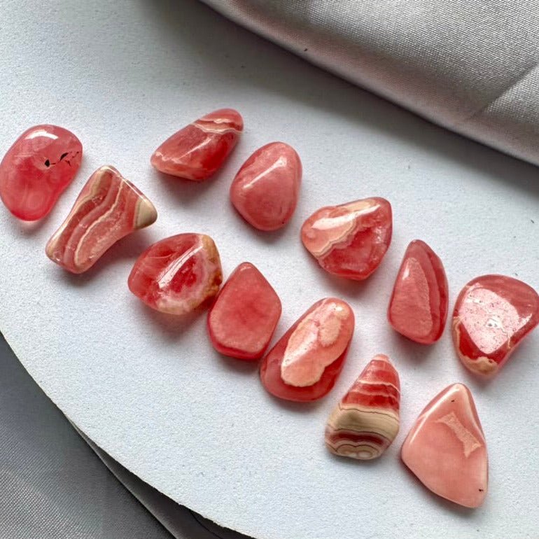 Rhodochrosite Polished Stone – Extra Quality Natural Crystal for Love, Joy & Emotional Healing (1 or 5 Pieces Set) - FairyGardenGlow