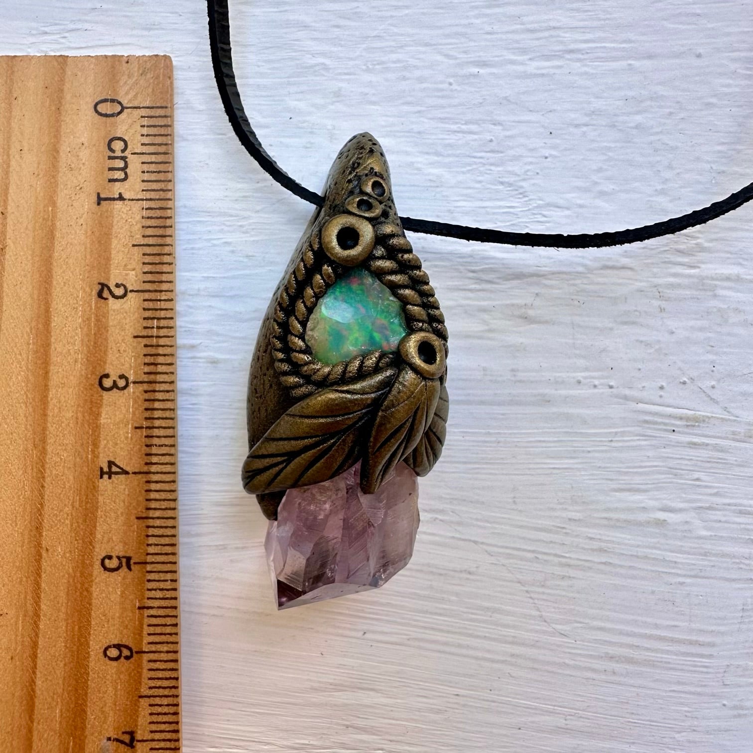 Raw Amethyst and Raw Opal Necklace - FairyGardenGlow
