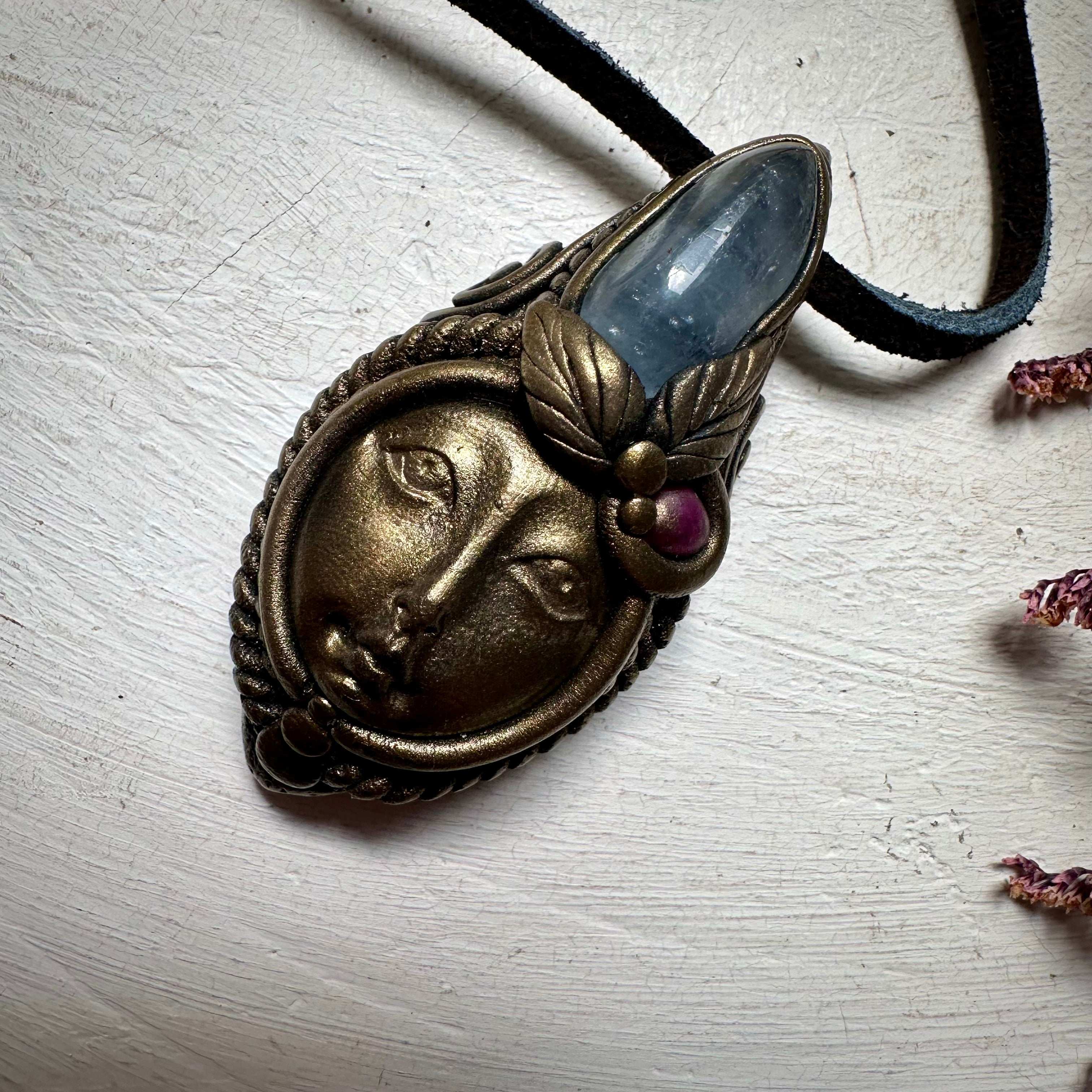 Aquamarine and Ruby Goddess Necklace - FairyGardenGlow