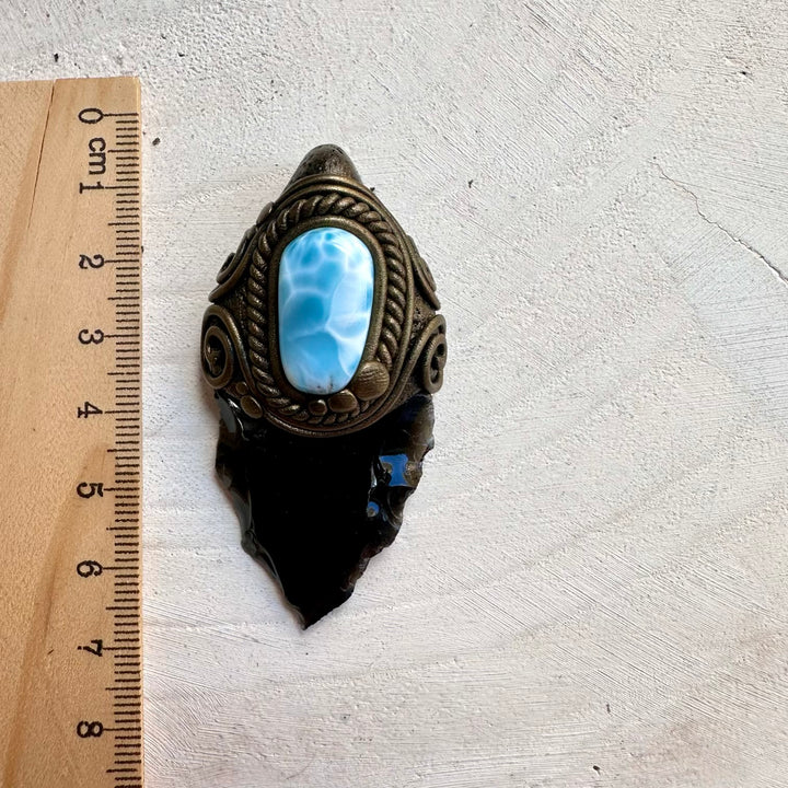 Natural gemstone necklace with larimar and obsidian