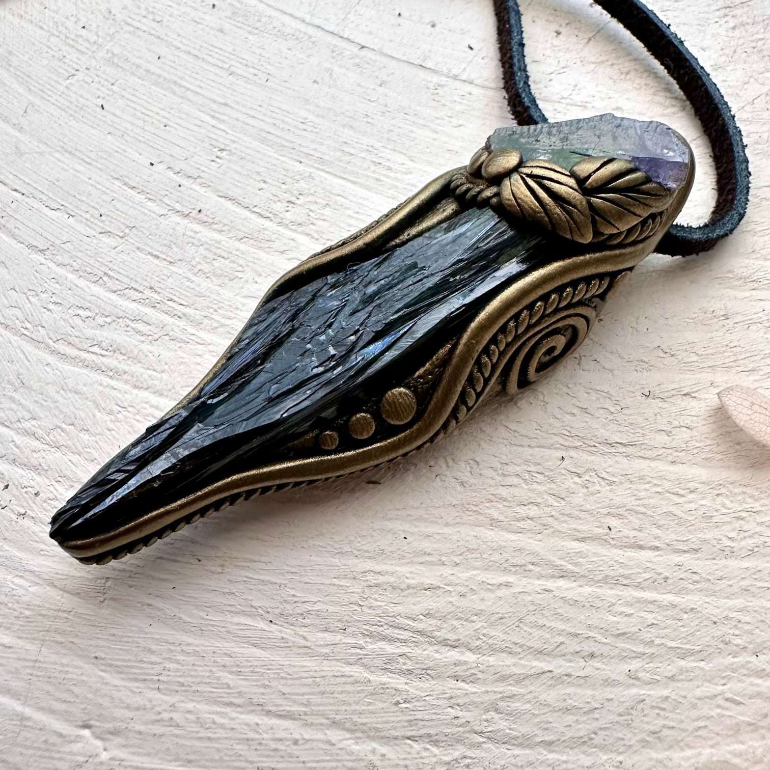 Vivianite and Tanzanite Pendant - FairyGardenGlow