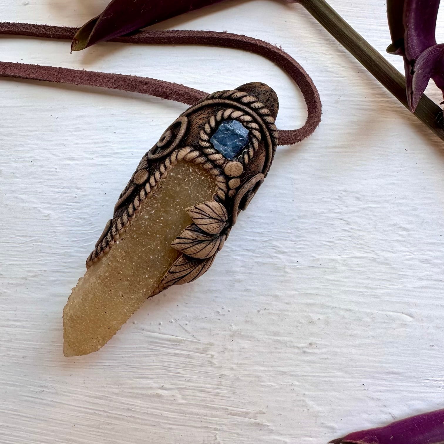 Spirit Quartz and Blue Sapphire Necklace - FairyGardenGlow