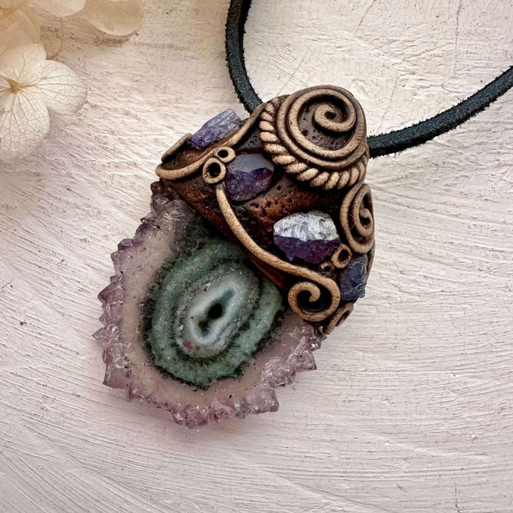 Amethyst Stalactite and Tanzanite Pendant Necklace - FairyGardenGlow