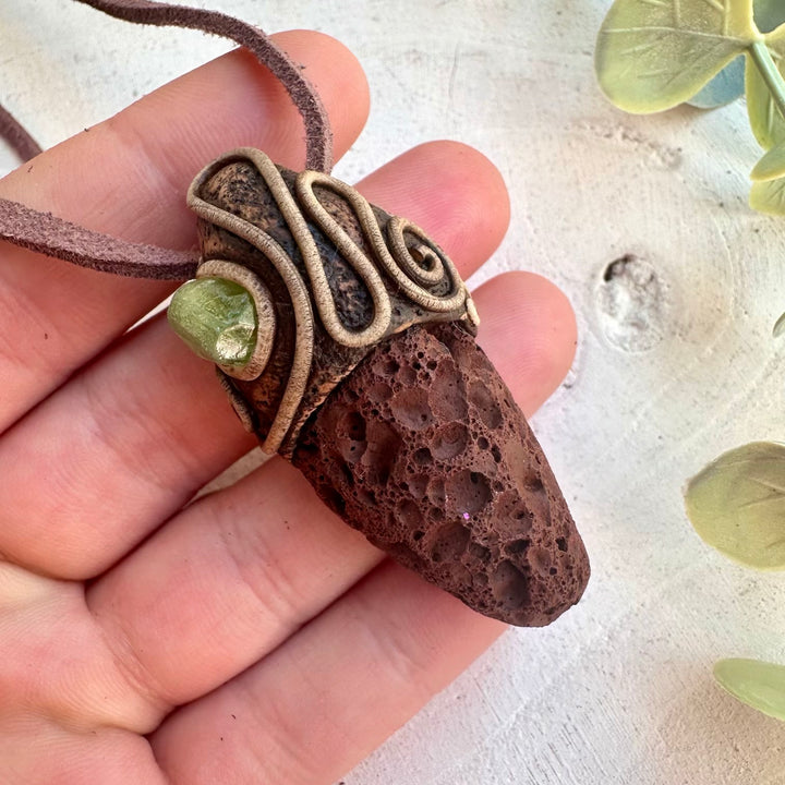 One of a kind crystal healing necklace with grounding stones