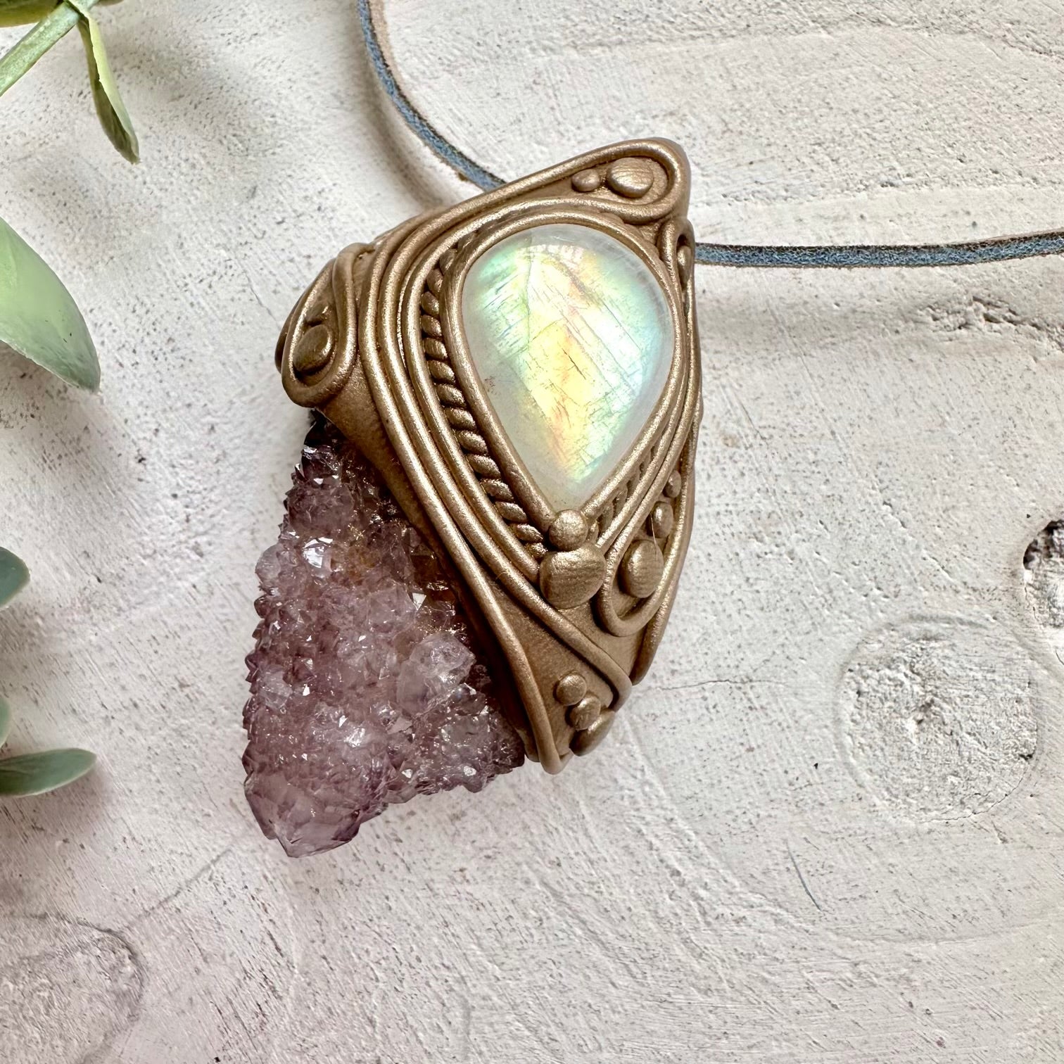 Crystal necklace designed for intuition peace and feminine energy