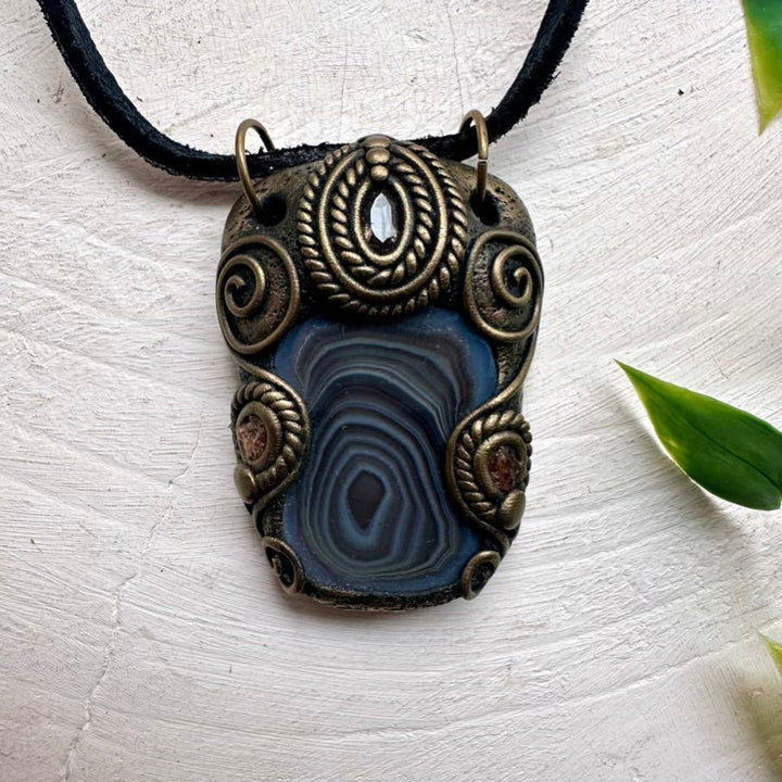 Botswana Agate Smoky Quartz and Hessonite Garnet Necklace FairyGardenGlow