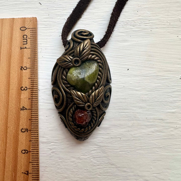 Vesuvianite and Hessonite Garnet Necklace - FairyGardenGlow