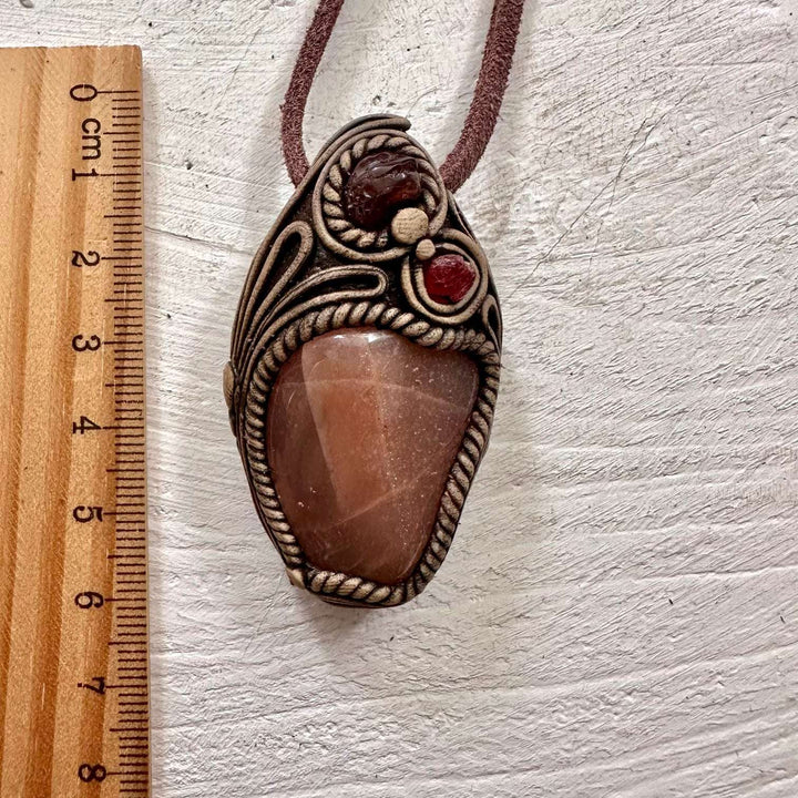 Sunstone Hessonite Garnet and Spinel Necklace - FairyGardenGlow