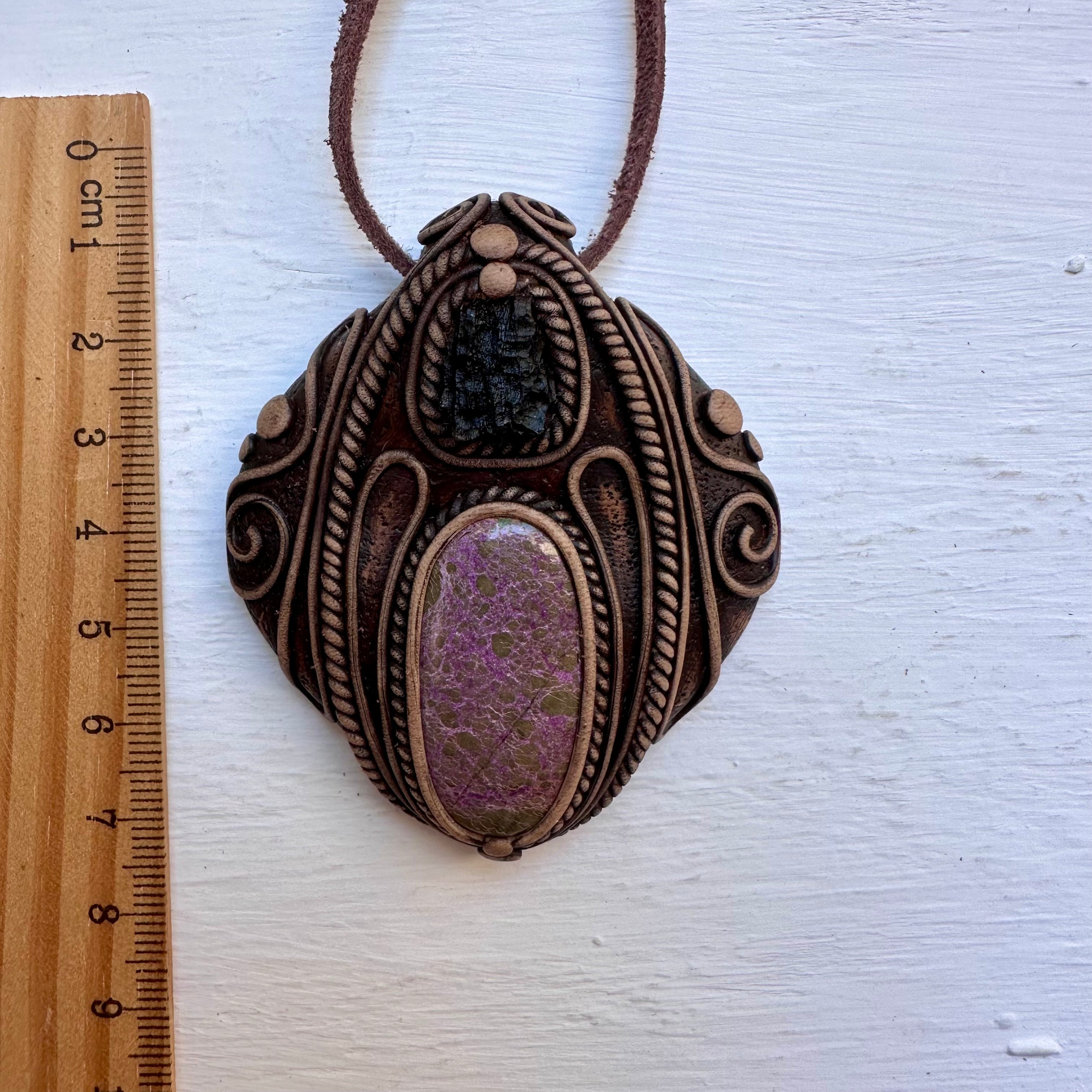 Stichtite and Moldavite Necklace - FairyGardenGlow
