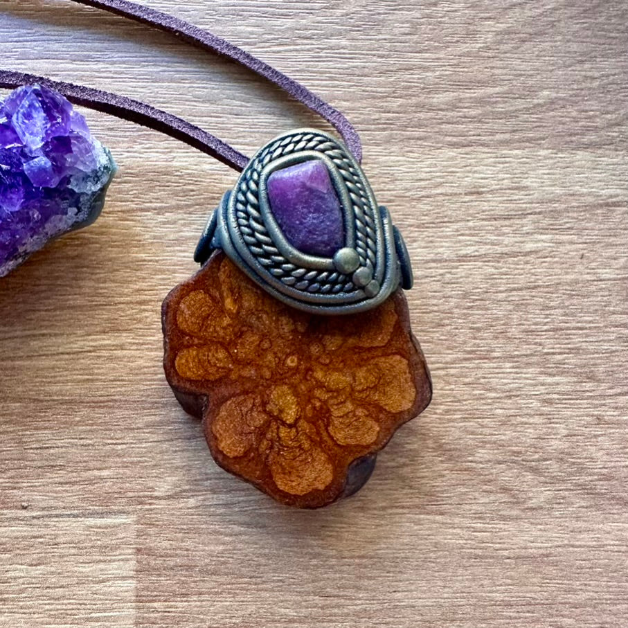 Ayahuasca Vine Necklace, Raw Ruby Pendant Necklace - FairyGardenGlow