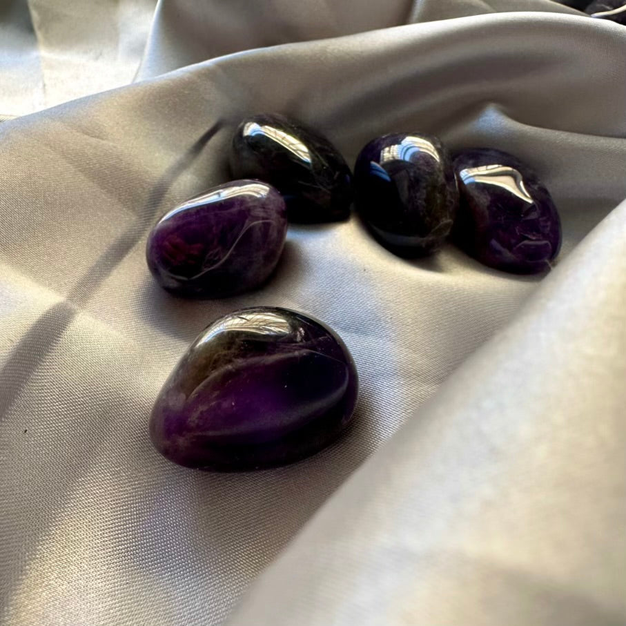 Amethyst Polished Stone - 5 pieces set - FairyGardenGlow