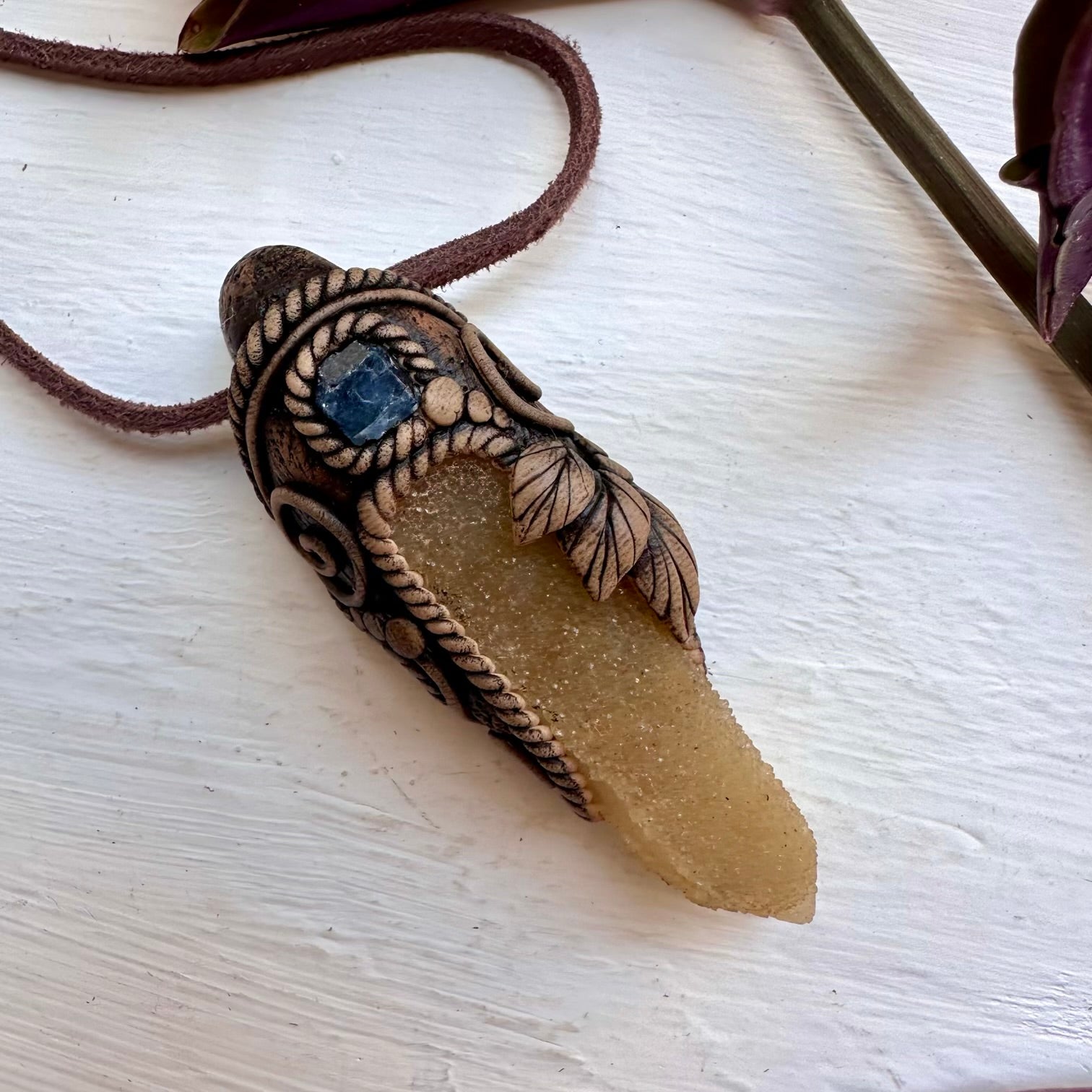 Spirit Quartz and Blue Sapphire Necklace - FairyGardenGlow