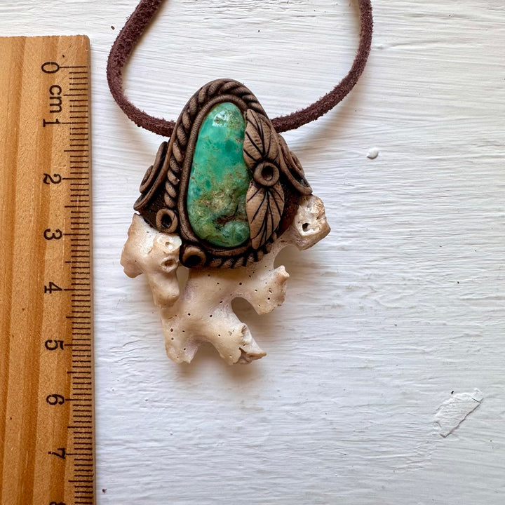 Coral and Chrysoprase Pendant Necklace - FairyGardenGlow