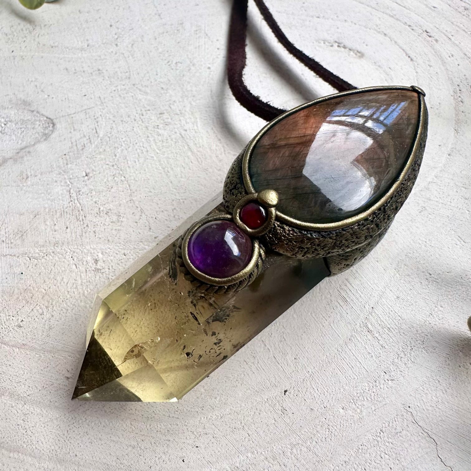 Healing crystal jewelry featuring Citrine, Labradorite, Amethyst and Garnet