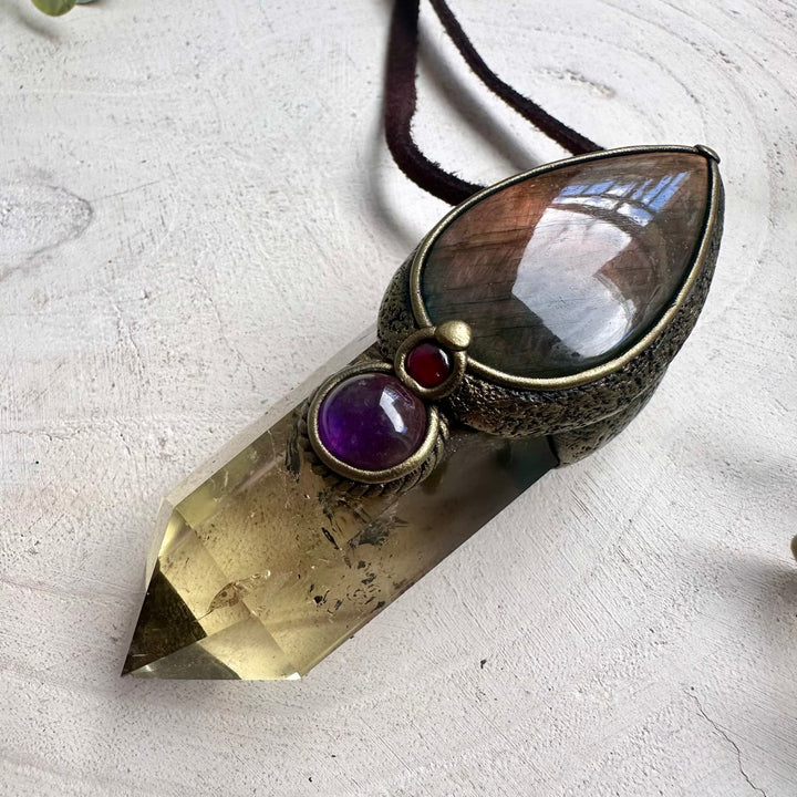 Healing crystal jewelry featuring Citrine, Labradorite, Amethyst and Garnet