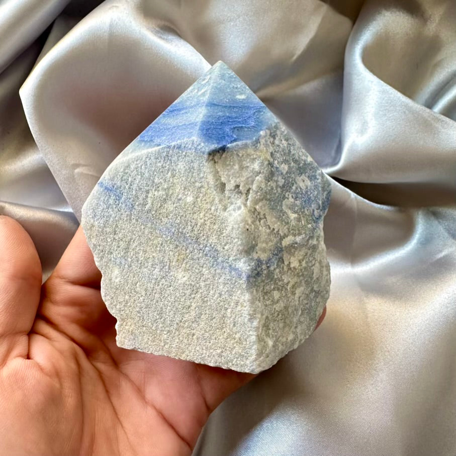 Blue Quartz Crystal Point - Unique - FairyGardenGlow
