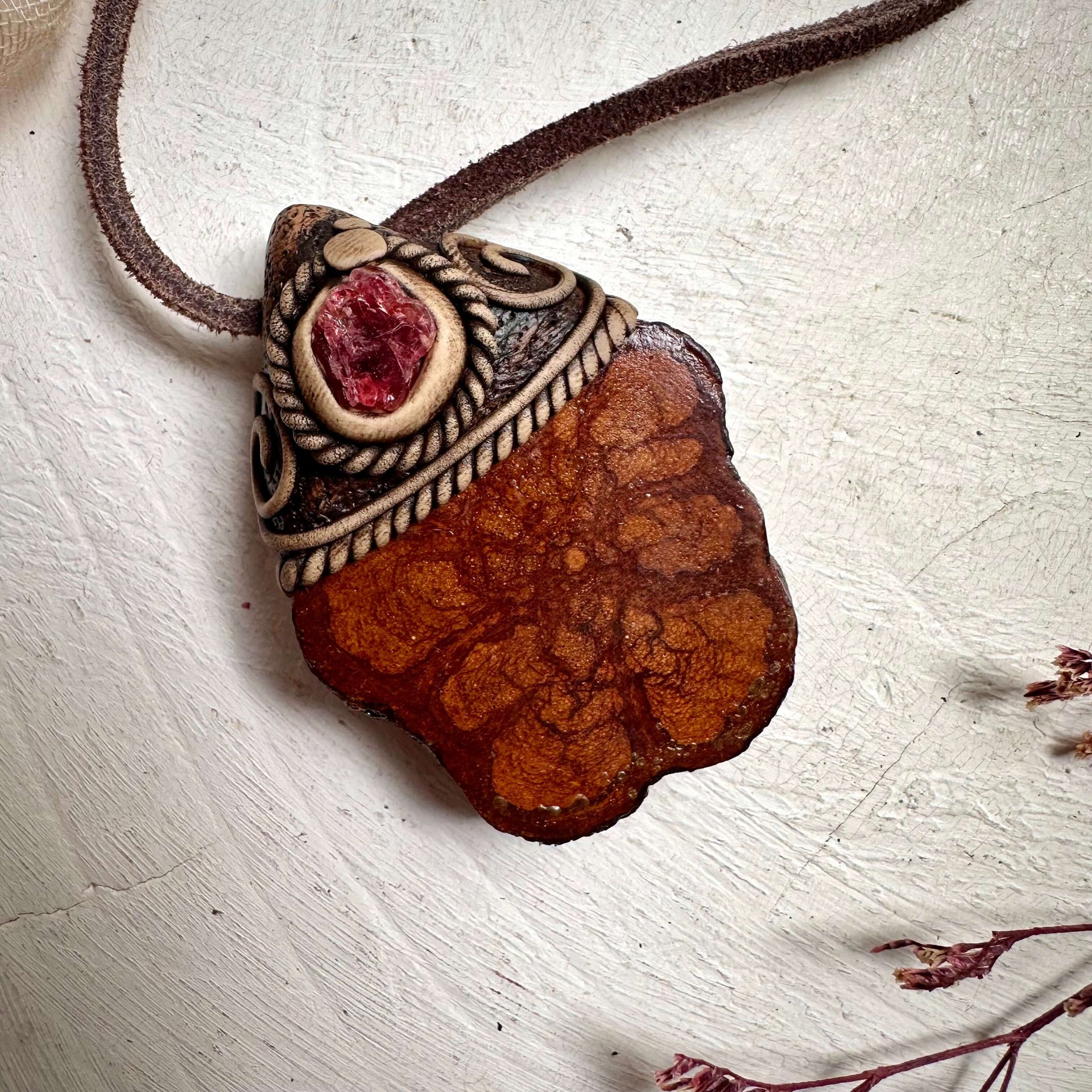 Ayahuasca and Raw Spinel Necklace