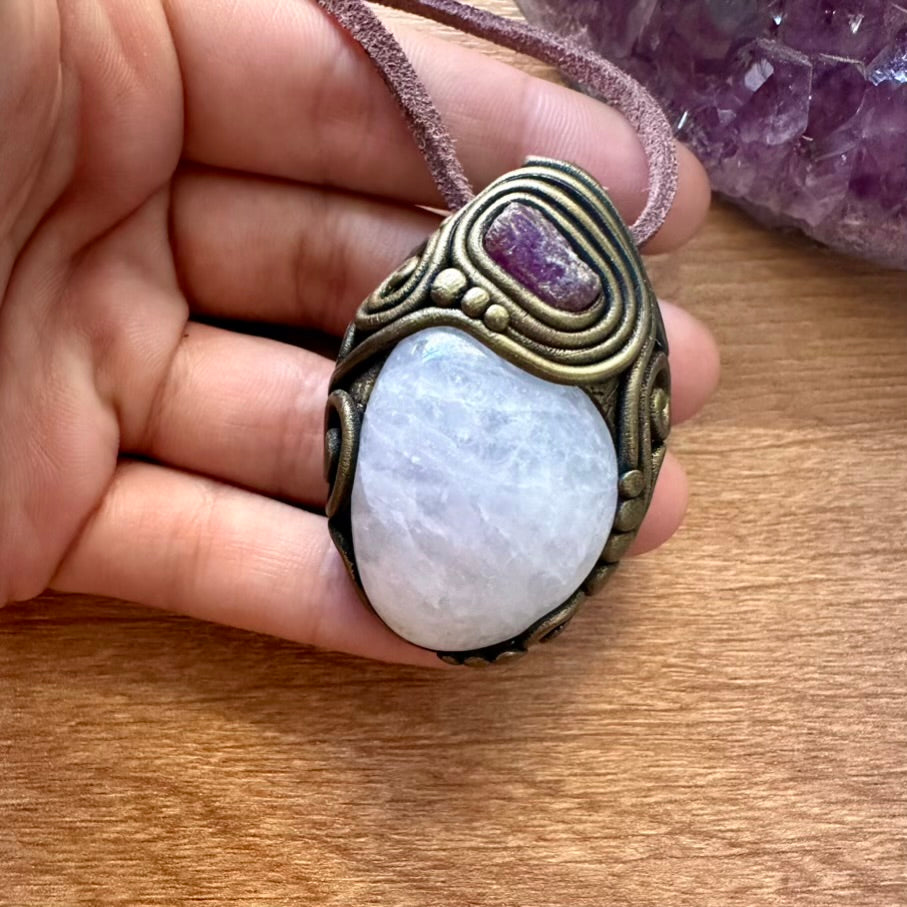 Rose Quartz and Ruby Necklace - FairyGardenGlow