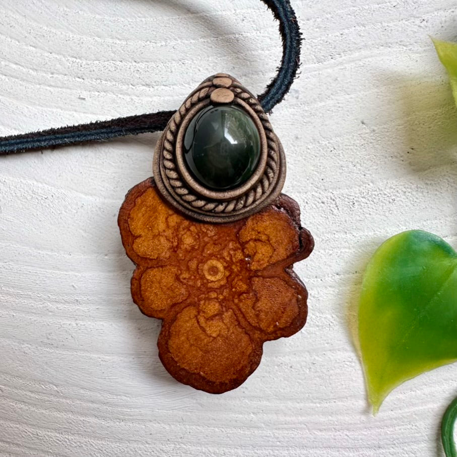 Ayahuasca Necklace with Rainbow Obsidian Pendant Necklace