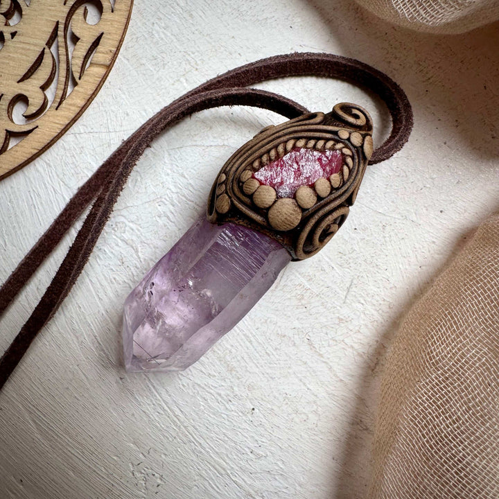 Vera Cruz Amethyst and Rhodonite Necklace - FairyGardenGlow